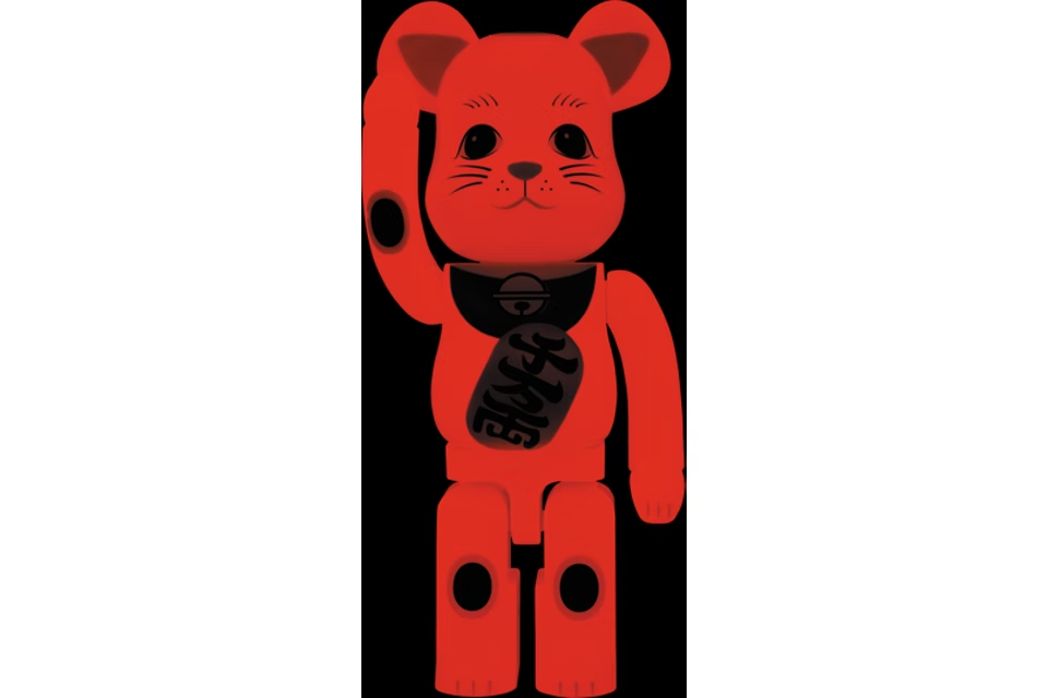 Bearbrick Beckoning Cat Phosphorescent 1000% Red