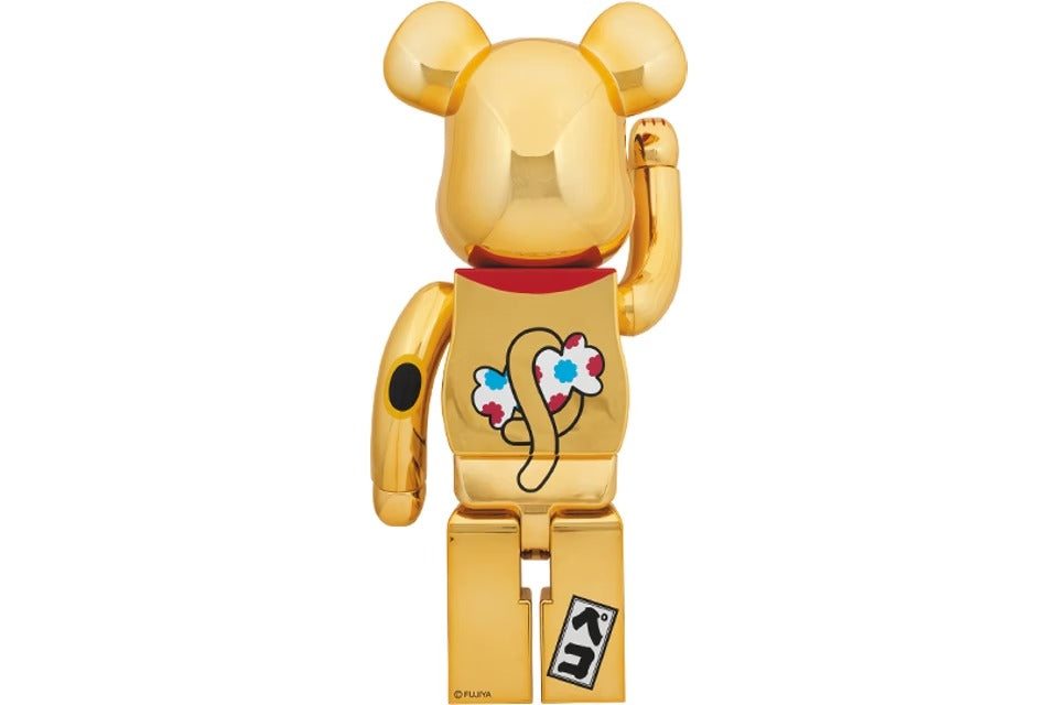 Bearbrick Beckoning Cat Peko-Chan 1000% Gold Plated