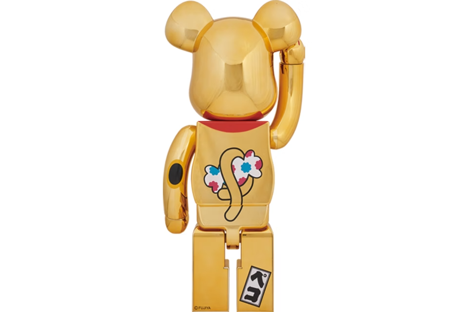 Bearbrick Peko-Chan Beckoning Cat 1000% Gold