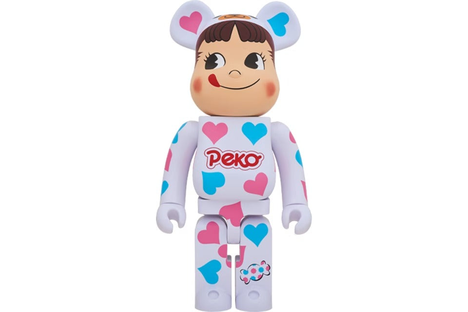 Bearbrick Peko-Chan Heart Costumer 1000% White