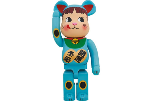 Bearbrick Maneki Neko Peko-chan Blue Phosphorescent 1000%