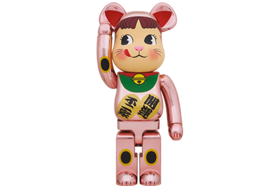 Bearbrick Maneki Neko Peko-chan 1000% Peach Gold Plated