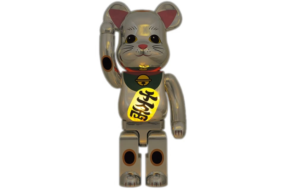 Bearbrick Maneki Neko Silver Plated Luminous 1000%