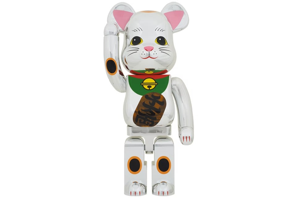 Bearbrick Maneki Neko Silver Plated Luminous 1000%