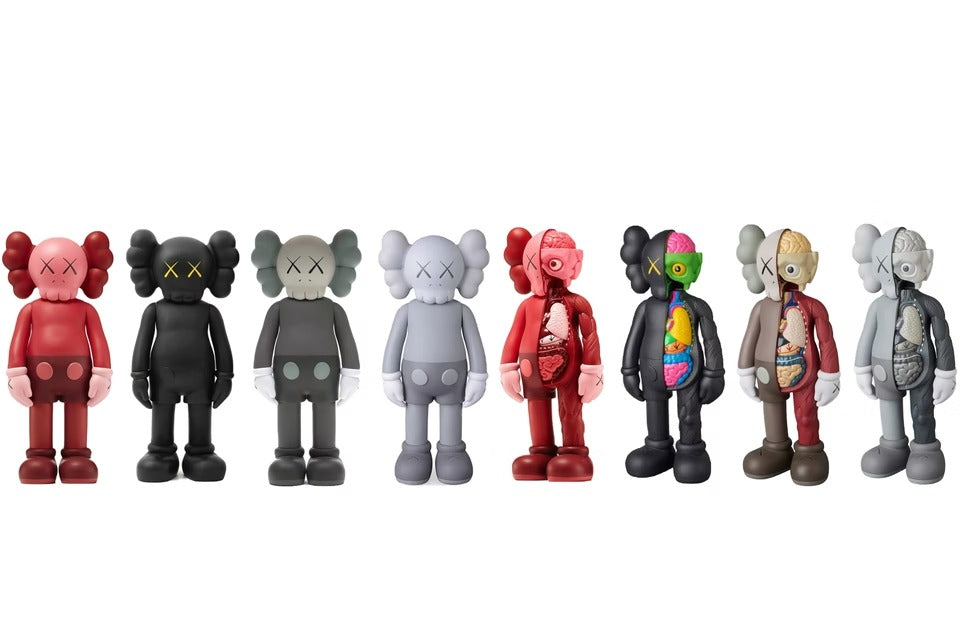 KAWS Companion Flayed & Companion Open Edition Vinyl Figure Black/Blush/Brown/Grey Set